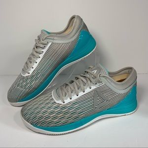 Reebok CrossFit Nano 8.0 gray/ teal athletic sneaker shoes; Women's 9